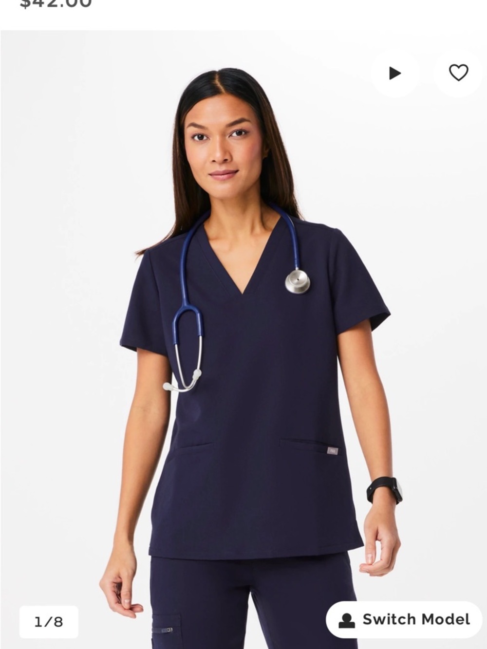 Figs Navy Casma Three Pocket Scrub Top #6